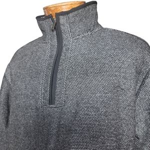 Orvis Mens Size L Grey 1/4 Zip Pullover Sherpa Lined Pocket Sweater 1526440 BG